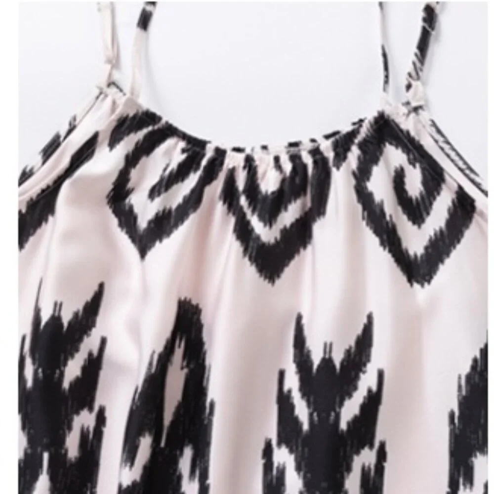 NIB - Womens Maxi Summer Dress, Pink with Black Geometric Pattern - 1X, 2X, 3X - Picture 2 of 13